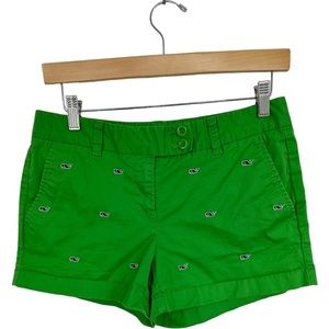 Vineyard Vines Green All Over Whale Logo Embroidered Shorts 3.5" Inseam Size 4